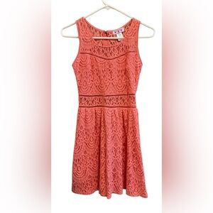 Trixxi Vibrant Coral Lace Dress